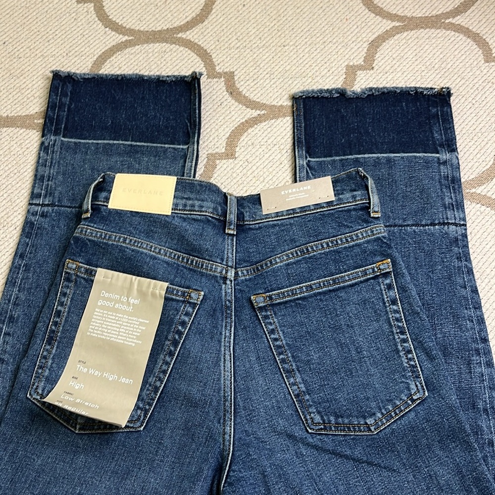 Everlane The Way High Jean Abyss Released Hem Straight leg Denim Jeans, size 25 - Picture 4 of 17